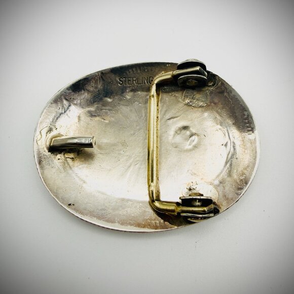 JB Navajo Sterling Silver Small Concho Belt Buckle 2" x 1.5" 12g - Picture 2 of 3